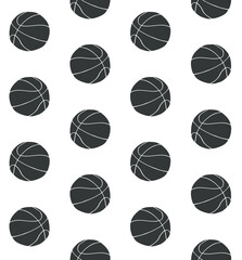 Vector seamless pattern of hand drawn sketch doodle basketball ball isolated on white background