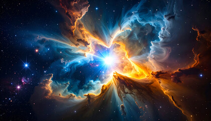 Obraz premium Cosmic Nebula Stellar Burst.