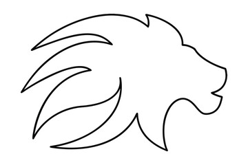 Minimalist line drawing a lion head profile with flowing mane vector