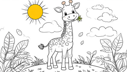 Cute Giraffe Coloring Page.