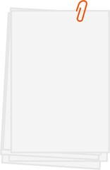 A messy stack of blank papers secured with paper clips