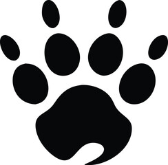 Black silhouette of a paw print with five toes and a large pad animal