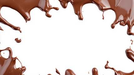 Horizontal Seamless border frame Chocolate Drops melted chocolate isolated on white, cut out white