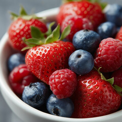 : Fresh Berries in Ceramic Bowl