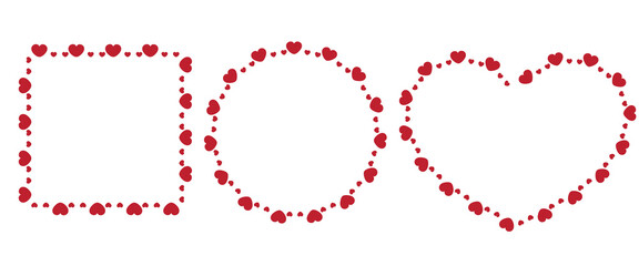 Red Heart Frame Collection Square, Circle, and Heart Shapes
