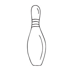 Vector hand drawn sketch doodle outline bowling skittle isolated on white background