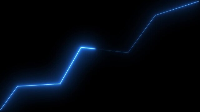 Neon business graph chart icon animation. . rowing graph line animation on black background