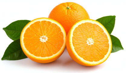 Juicy Oranges with Leaves.