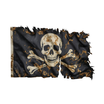 High Resolution Stock Photo Depicting a Faded Jolly Roger Pirate Flag Symbolizing Decay and Time