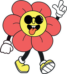 Funny chamomile flower showing tongue