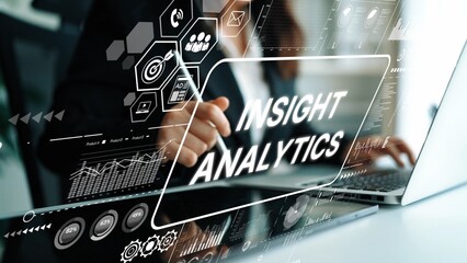 Business Insight and Data Analytics Concept with Modern Graphs and Charts in Office Environment. Asymptotic smart data analytic.