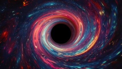 Obraz premium Vibrant Cosmic Maelstrom of Red and Blue Light Spiraling into a Black Hole
