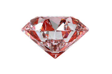 Golden red faceted diamond vector icon isolated on transparent background