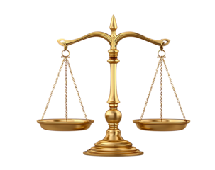 Golden scales of justice isolated on a transparent background.png