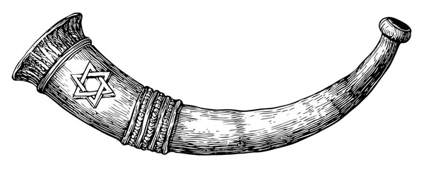 Ornate,  engraved  horn  with  star  symbol