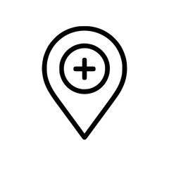 Fototapeta premium Isolated dark blue map pointer with add location icon 