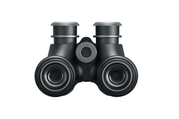 Dark gray binoculars, front view.  Compact,  foldable design