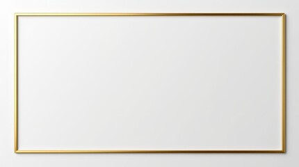 Obraz premium Rectangle vintage gold frame for web presentation, horizontal border in oriental style. simple rectangular frame. The frame is composed of thin, parallel lines of polished gold with a subtle