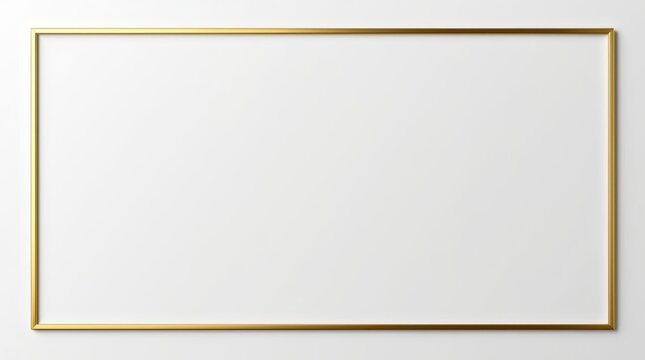 Rectangle vintage gold frame for web presentation, horizontal border in oriental style. simple rectangular frame. The frame is composed of thin, parallel lines of polished gold with a subtle