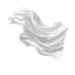 Floating elegant white fabric, Elegant white fabric floats gracefully in the air, isolated on transparent background