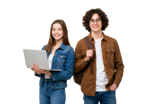 Smiling Students with Laptop A Bright Future and Enhanced Learning Journey ahead for Education