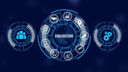 Business, technology, internet and network concept. Coach motivates to career growth. Personal development, personal and career growth "EVALUATION, online marketing management concept. - Powered by Adobe