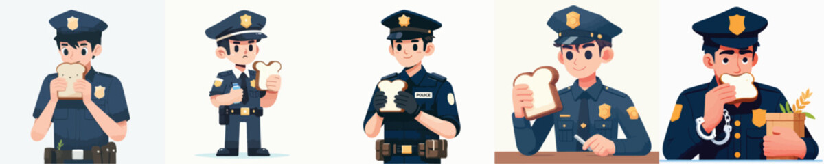 police character vector eating bread