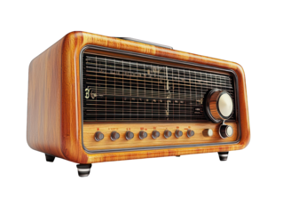 Vintage wooden radio, 3D render