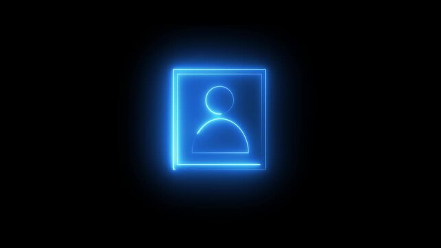 User icon animation by white color neon on black background.contract and account icon animation.