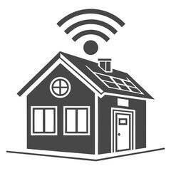 "Smart Home Energy Efficiency Vector – Solar Panel House with IoT Wireless Connection for Eco-Friendly Living & Sustainable Technology"