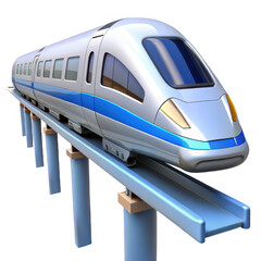Fototapeta premium Modern high speed train on elevated track isolated on transparent background