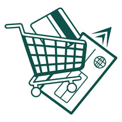 Online Shopping Cart with Credit Card &mdash; E-commerce, Payment & Checkout Illustration