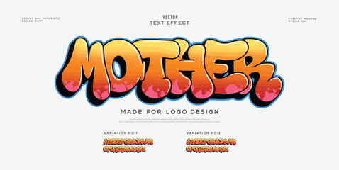Mother logo graffiti font text effect, spray and street text style	
