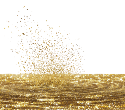 Golden explosion erupting from a glittering surface