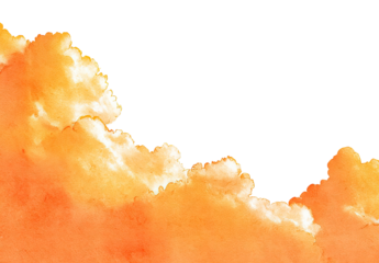 Abstract watercolor clouds, orange and gold tones, diagonal edge