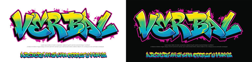 Verbal logo graffiti font text effect, spray and street text style	
