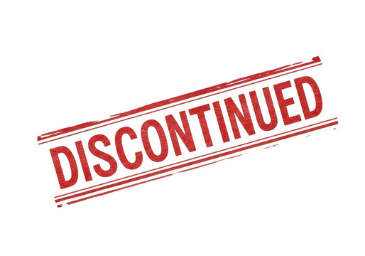 Red discontinued stamp isolated on transparent background