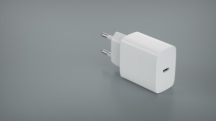 Smartphone charger on gray background. 3D illustration.