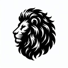 Majestic lion head profile in bold black and white