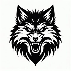 Fototapeta premium Fierce black and white wolf head illustration