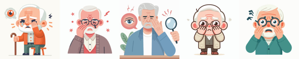 vector of grandfather having sore eyes