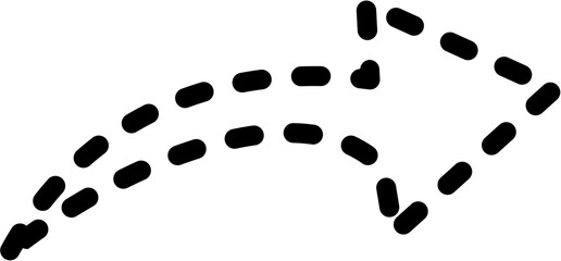 dashed vector outline drawing of curved arrow symbol