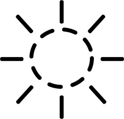 Simple dashed line art vector of sun with sunbeams