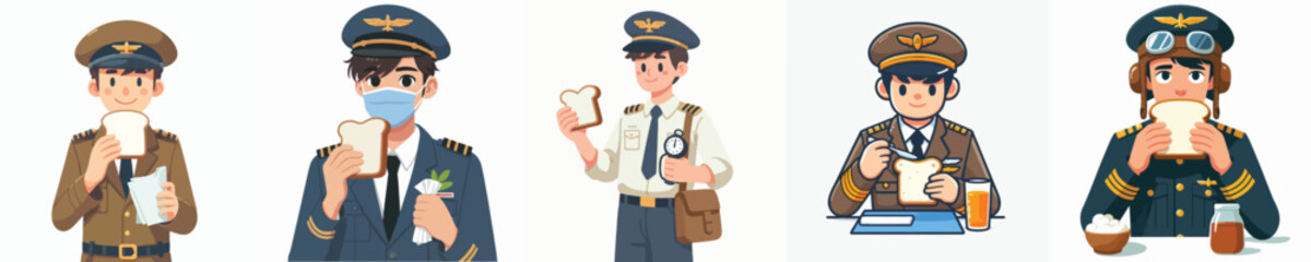 pilot character vector eating bread