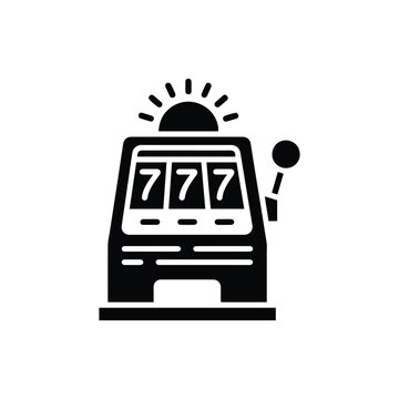 Black and white slot machine with 777 icon