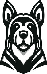 Stylized Black and White Dog Head Logo
