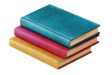 Stack of three colorful books
