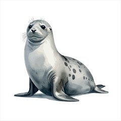 Vector art of watercolor painting of a cute seal