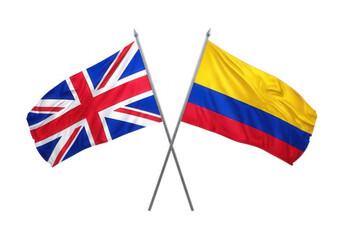 United kingdom and colombia crossed flags isolated on transparent background