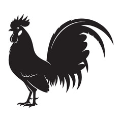 Bold Rooster Silhouette – Rooster Vector Outline Perfect for Print and Decorative Use – Black Vector of Rooster

